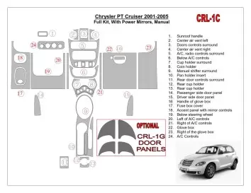 Chrysler PT Cruiser 2001-2005 Voll Satz, With Power Mirrors, Manual Gearbox, 23 Parts set BD innenausstattung armaturendekor coc