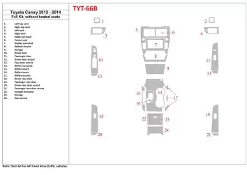 Toyota Camry 2012-UP Voll Satz, Without Seats Heating BD innenausstattung armaturendekor cockpit dekor - 1- Cockpit Dekor Innenr
