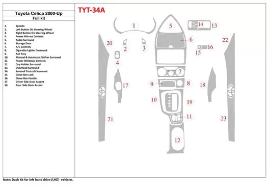Toyota Celica 2000-UP 2 Doors BD innenausstattung armaturendekor cockpit dekor - 1- Cockpit Dekor Innenraum Toyota Celica 2000-UP 2 Doors BD innenausstattung armaturendekor cockpit dekor - 1- Cockpit Dekor Innenraum