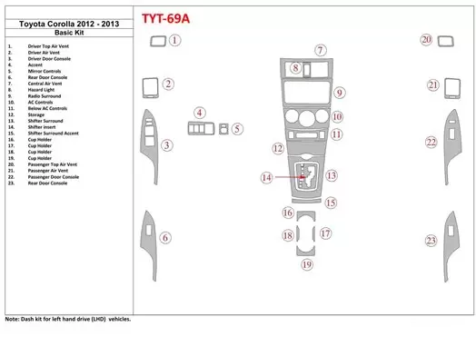 Toyota Corolla 2012-2013 Grundset BD innenausstattung armaturendekor cockpit dekor - 1- Cockpit Dekor Innenraum Toyota Corolla 2012-2013 Grundset BD innenausstattung armaturendekor cockpit dekor - 1- Cockpit Dekor Innenraum