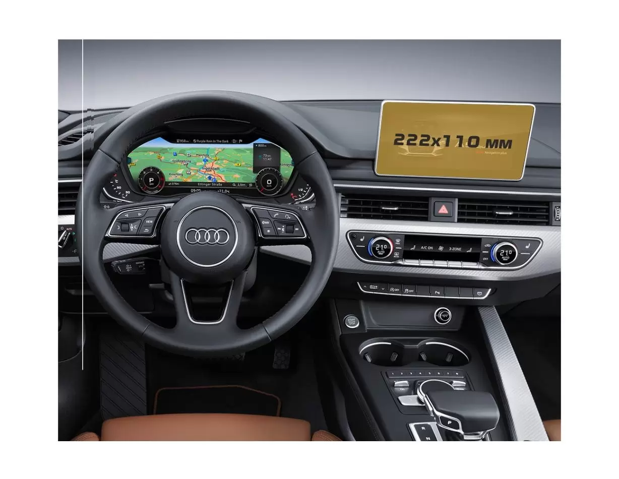Audi A5 (F5) Pre-facelift 2016 - 2020 Digital Speedometer DisplayschutzGlass Kratzfest Anti-Fingerprint Transparent - 1- Cockpit