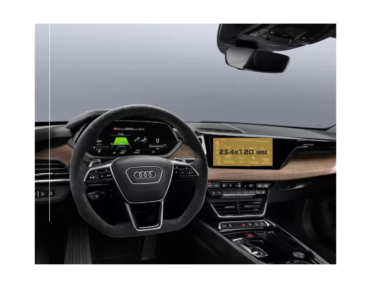 Audi E-tron 2018 - Present Multimedia + Climate-Control 10,1-8,6" DisplayschutzGlass Kratzfest Anti-Fingerprint Transparent - 1-