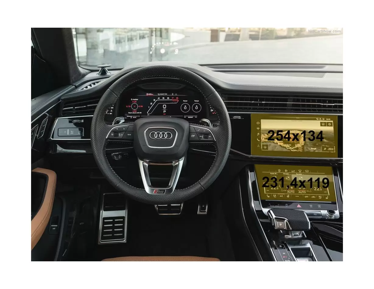 Audi Q7 II (4M) Facelift 2019- Present Multimedia + Climate-Control 10,1-8,6" DisplayschutzGlass Kratzfest Anti-Fingerprint Tran