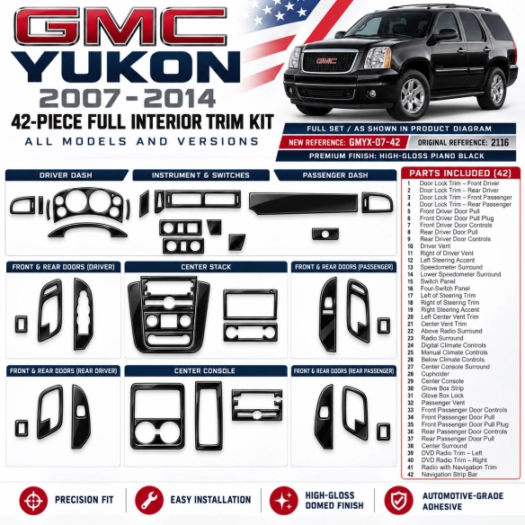 GMC Yukon 2007-2014 3D Cockpit Dekor Interieurleisten Set 42-teilig