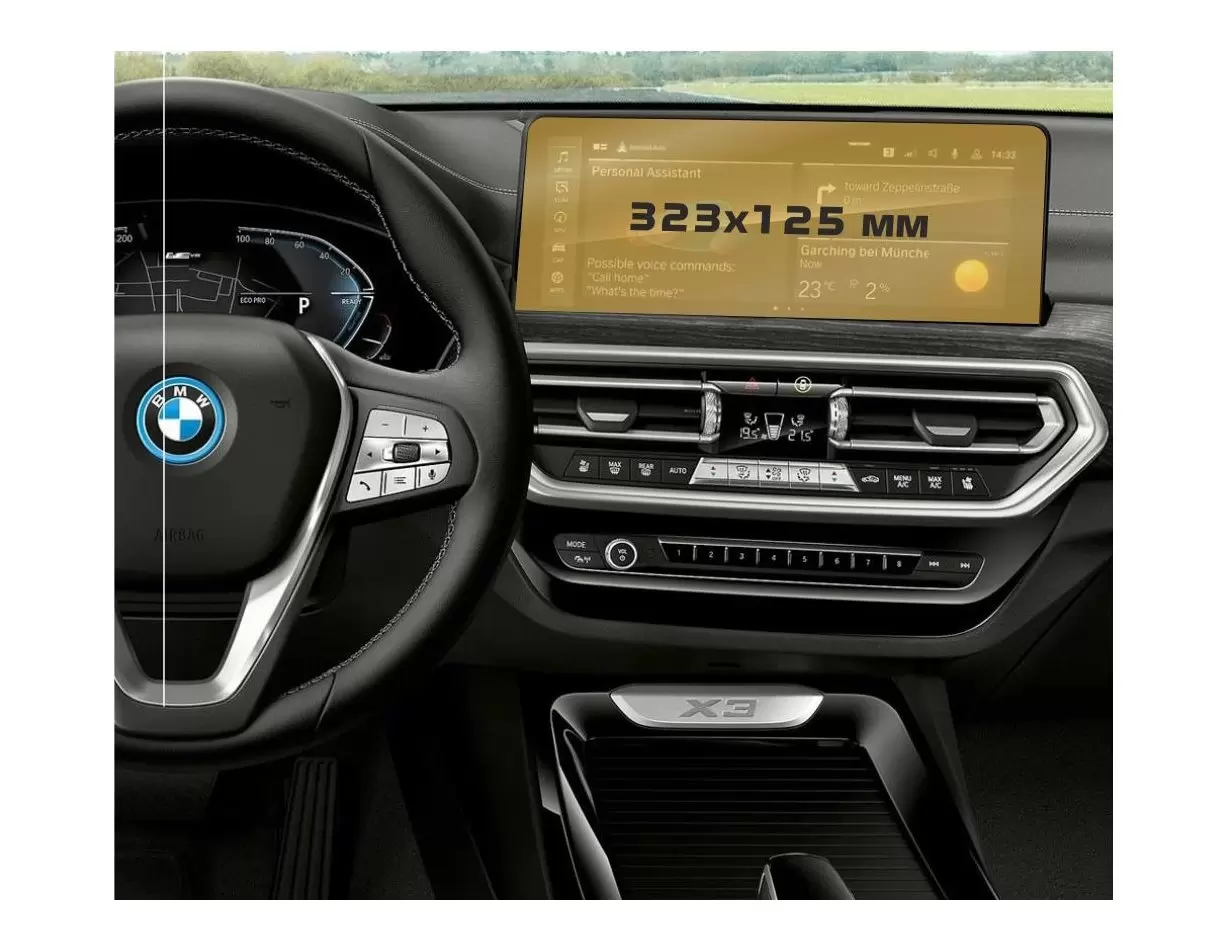 BMW X3 (G01) 2017 - 2021 Multimedia 11,65" DisplayschutzGlass Kratzfest Anti-Fingerprint Transparent - 1- Cockpit Dekor Innenrau
