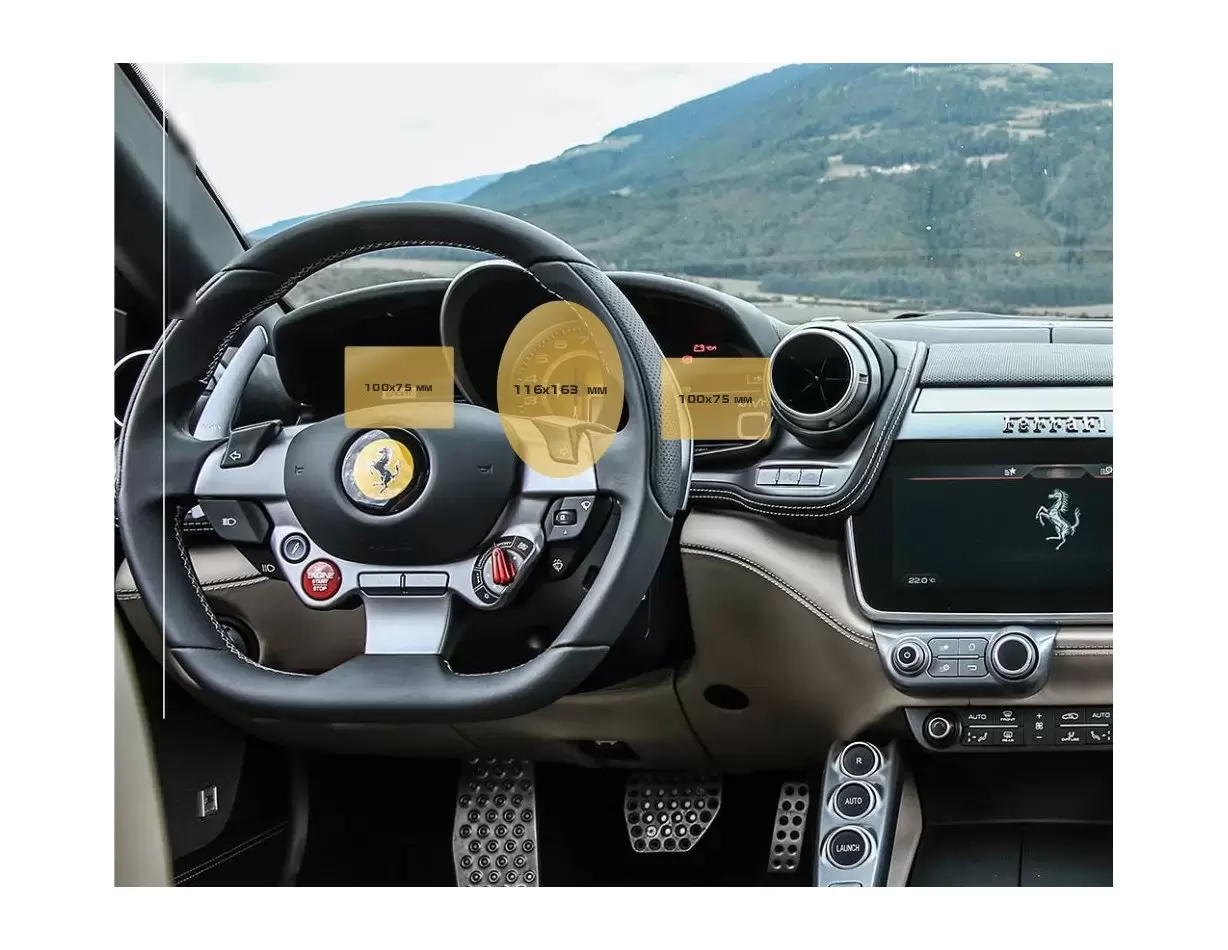 Ferrari Roma 2019 - Present Digital Speedometer DisplayschutzGlass Kratzfest Anti-Fingerprint Transparent - 1- Cockpit Dekor Inn