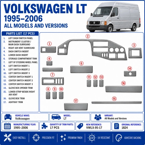 Volkswagen LT 1995-2006 3D Cockpit Dekor Interieurleisten Set 17-teilig 2