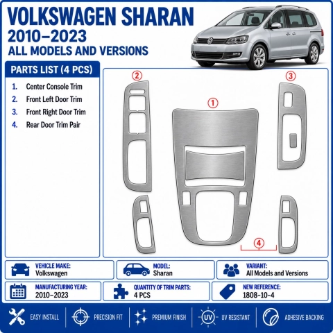 Volkswagen Sharan 2010-2023 3D Cockpit Dekor Interieurleisten Set 4-teilig