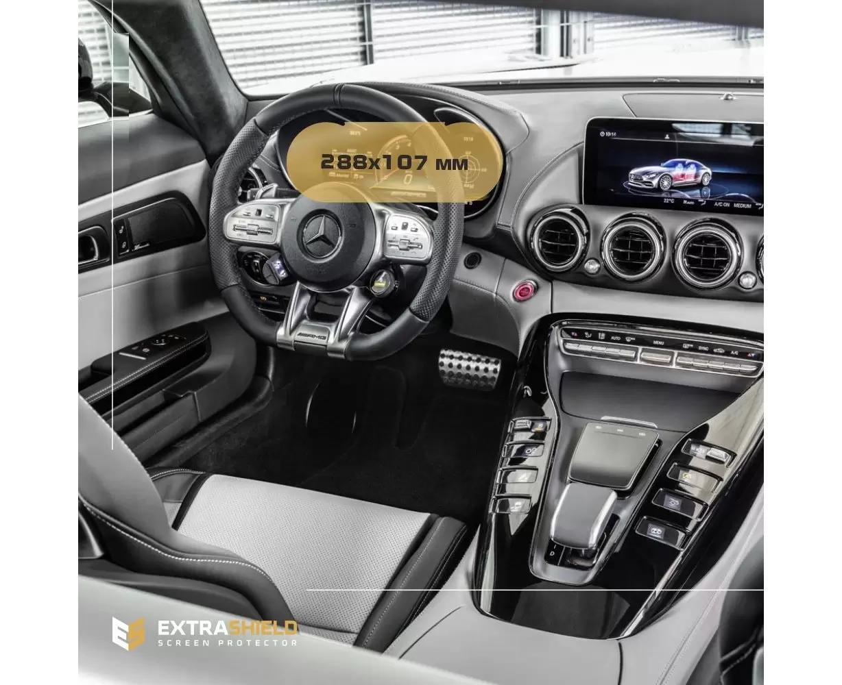Mercedes-Benz AMG GT (X290) 2018 - Present Digital Speedometer + Multimedia 12,3" DisplayschutzGlass Kratzfest Anti-Fingerprint 