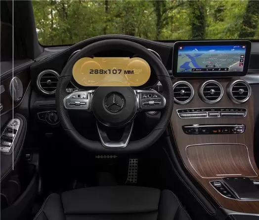 Mercedes-Benz GLC (X253/C253) 2015 - 2019 Multimedia 8" DisplayschutzGlass Kratzfest Anti-Fingerprint Transparent - 1- Cockpit D