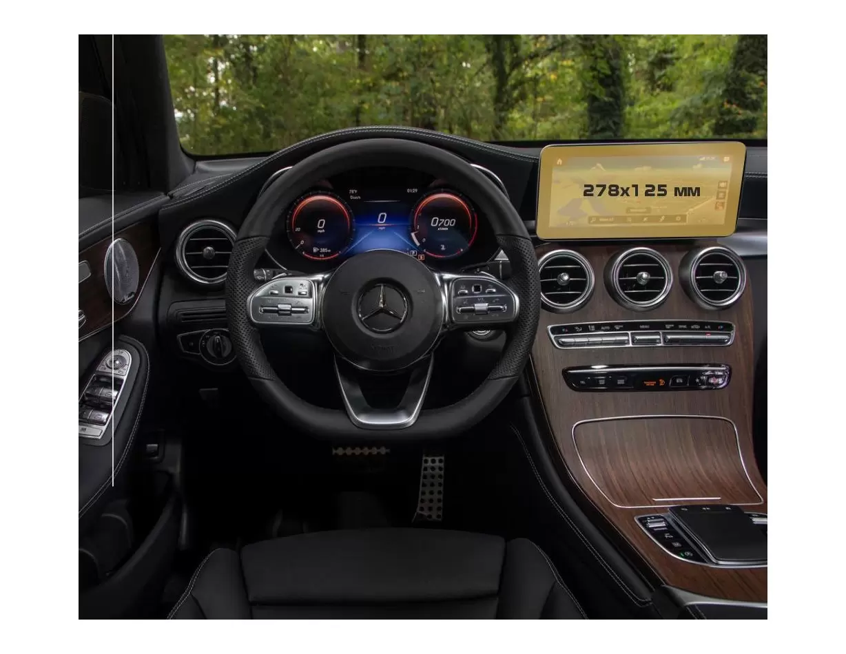 Mercedes-Benz GLC (X253/C253) 2019 - Present Digital Speedometer 10,25" DisplayschutzGlass Kratzfest Anti-Fingerprint Transparen