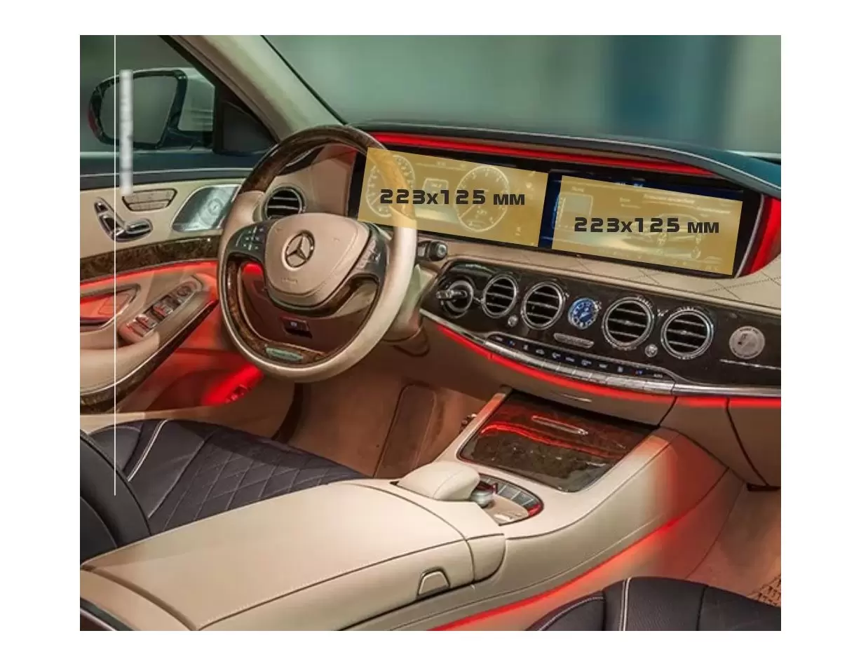 Mercedes-Benz GLS (W167) 2019 - Present Passenger monitors (2pcs,) 10,2" DisplayschutzGlass Kratzfest Anti-Fingerprint Transpare