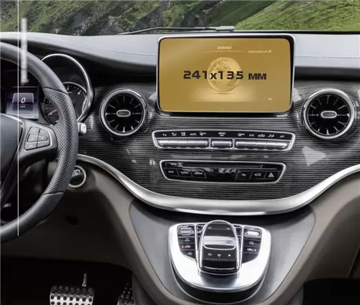 Mercedes-Benz V-class (W447) 2014 - Present Multimedia 5,8" DisplayschutzGlass Kratzfest Anti-Fingerprint Transparent - 1- Cockp