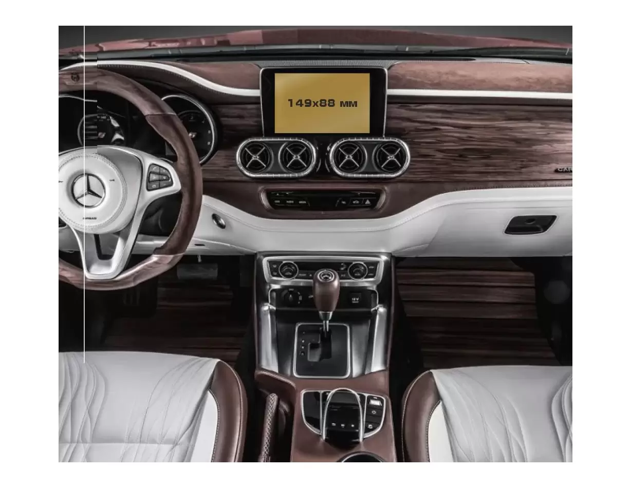 Mercedes-Benz X-class (X470) 2017 - 2020 Multimedia 5,4" DisplayschutzGlass Kratzfest Anti-Fingerprint Transparent - 1- Cockpit 