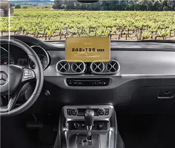 Mercedes-Benz X-class (X470) 2017 - 2020 Multimedia 7" DisplayschutzGlass Kratzfest Anti-Fingerprint Transparent - 1- Cockpit De