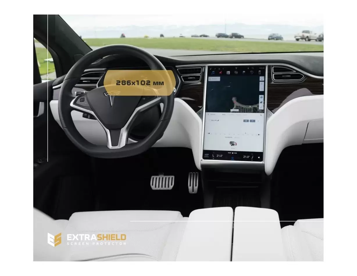 Tesla Model X 2015 - Present Digital Speedometer 12,3" DisplayschutzGlass Kratzfest Anti-Fingerprint Transparent - 1- Cockpit De