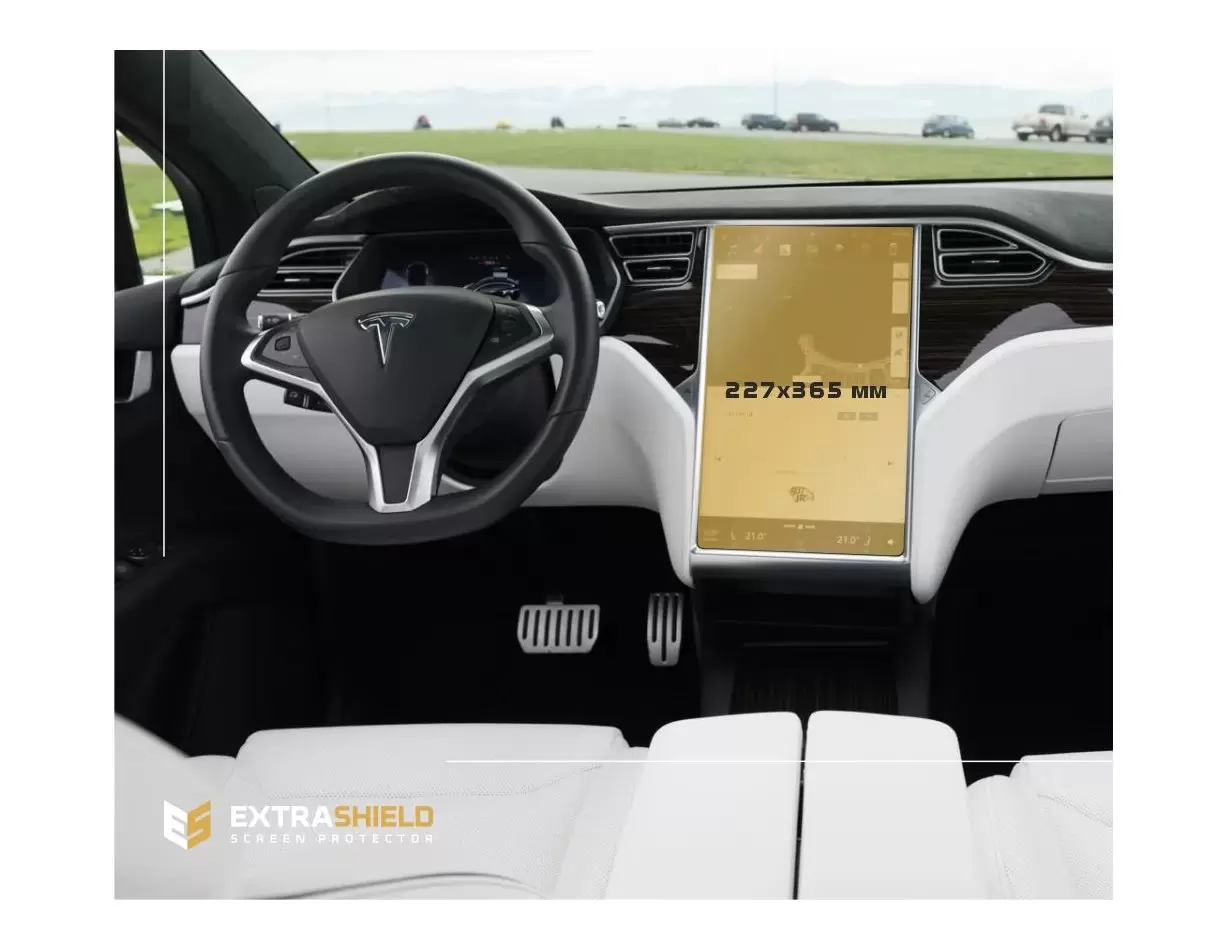 Tesla Model X 2015 - Present Multimedia 17" DisplayschutzGlass Kratzfest Anti-Fingerprint Transparent - 1- Cockpit Dekor Innenra