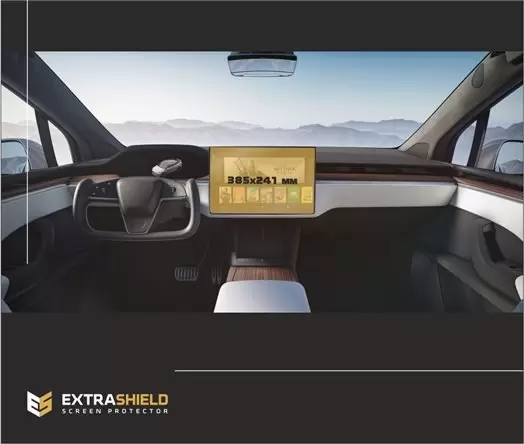 Tesla Model X 2021 - Present Multimedia 17" DisplayschutzGlass Kratzfest Anti-Fingerprint Transparent - 1- Cockpit Dekor Innenra