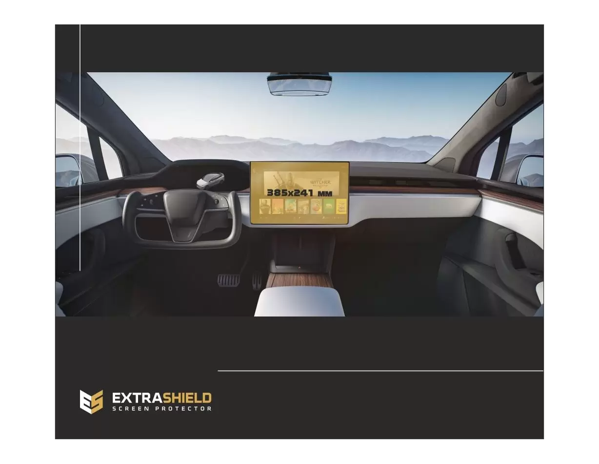Tesla Model X 2021 - Present Multimedia 17" DisplayschutzGlass Kratzfest Anti-Fingerprint Transparent - 1- Cockpit Dekor Innenra