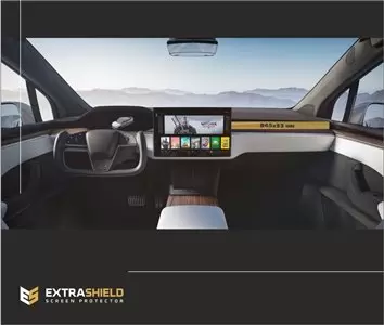 Tesla Model X 2021 - Present Multimedia passenger DisplayschutzGlass Kratzfest Anti-Fingerprint Transparent