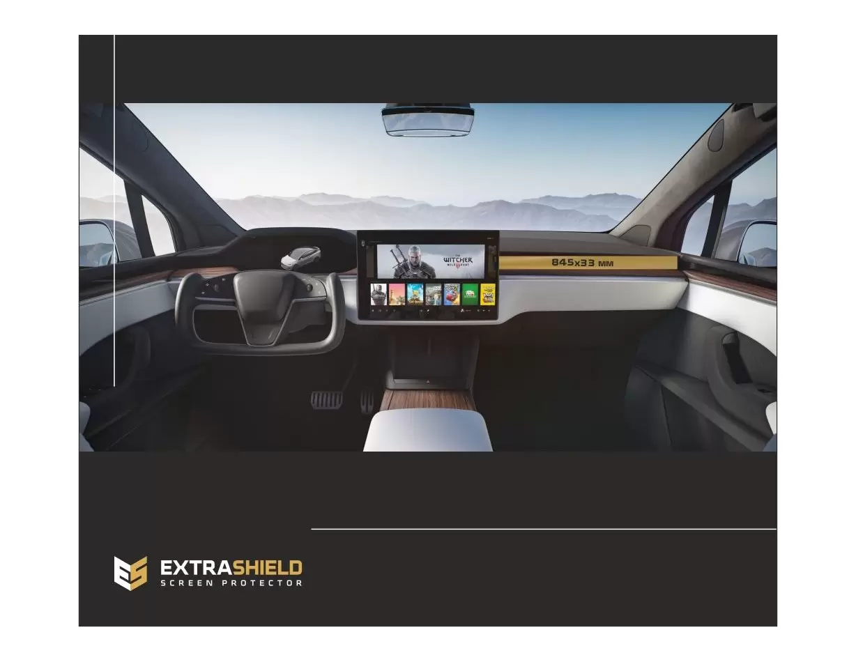 Tesla Model X 2021 - Present Multimedia passenger DisplayschutzGlass Kratzfest Anti-Fingerprint Transparent - 1- Cockpit Dekor I