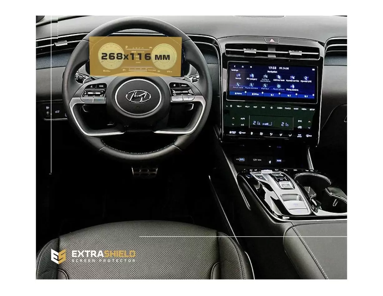 Hyundai Tucson 2015 - 2020 Multimedia 8" DisplayschutzGlass Kratzfest Anti-Fingerprint Transparent - 1- Cockpit Dekor Innenraum