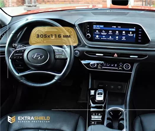 Hyundai Santa Fe 2021 - Present Digital Speedometer 12,3" DisplayschutzGlass Kratzfest Anti-Fingerprint Transparent - 1- Cockpit