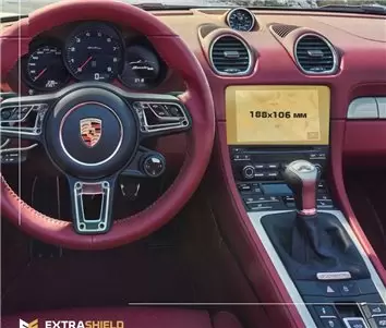 Porsche Boxster 2016 - Present Multimedia 7" DisplayschutzGlass Kratzfest Anti-Fingerprint Transparent - 1- Cockpit Dekor Innenr