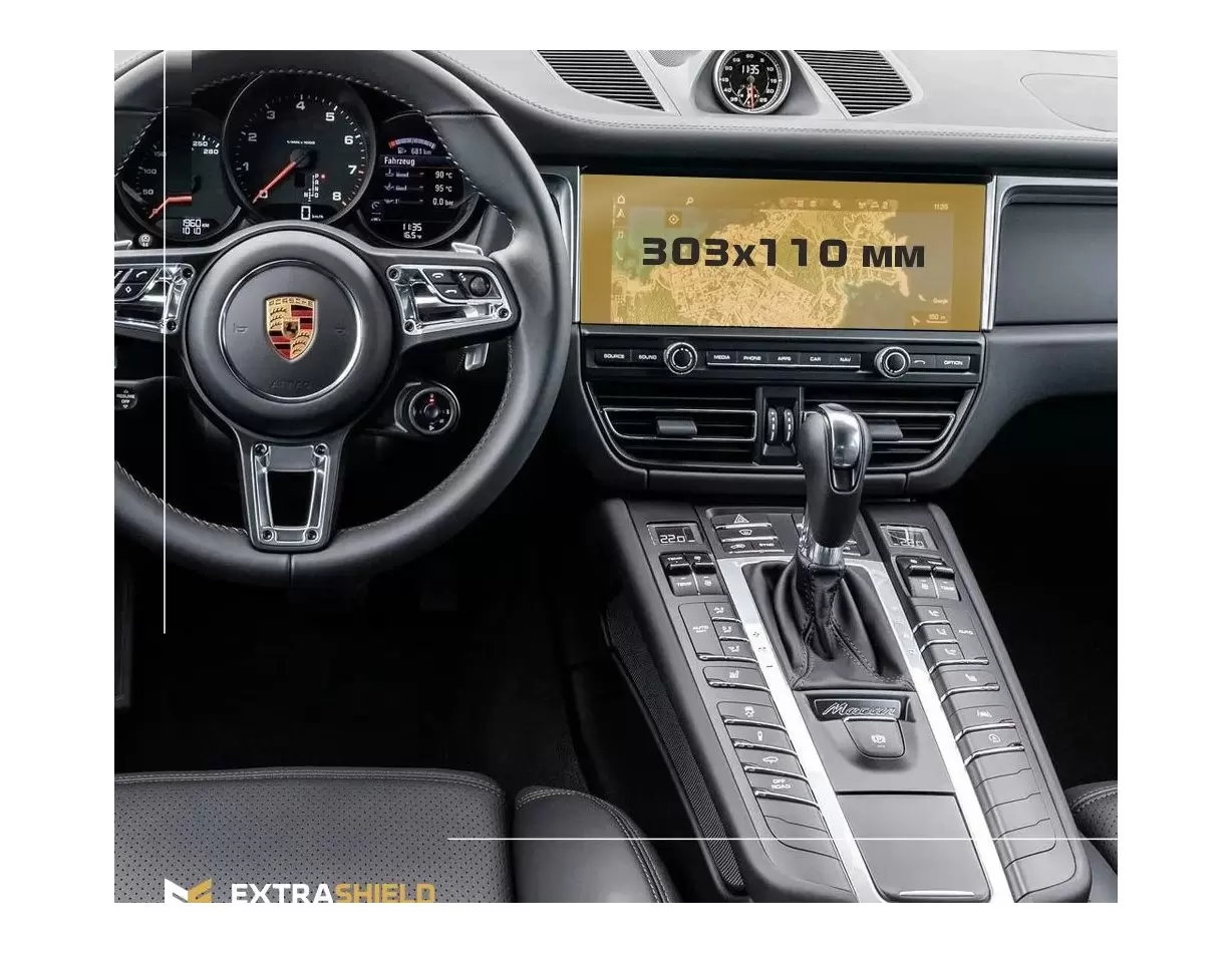 Porsche Macan Facelift 2018 - Present Multimedia 11" DisplayschutzGlass Kratzfest Anti-Fingerprint Transparent - 1- Cockpit Deko