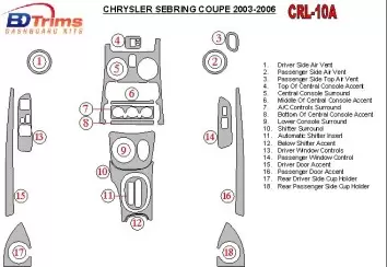 Chrysler Sebring Coupe 2003-2006 Voll Satz BD innenausstattung armaturendekor cockpit dekor - 1- Cockpit Dekor Innenraum