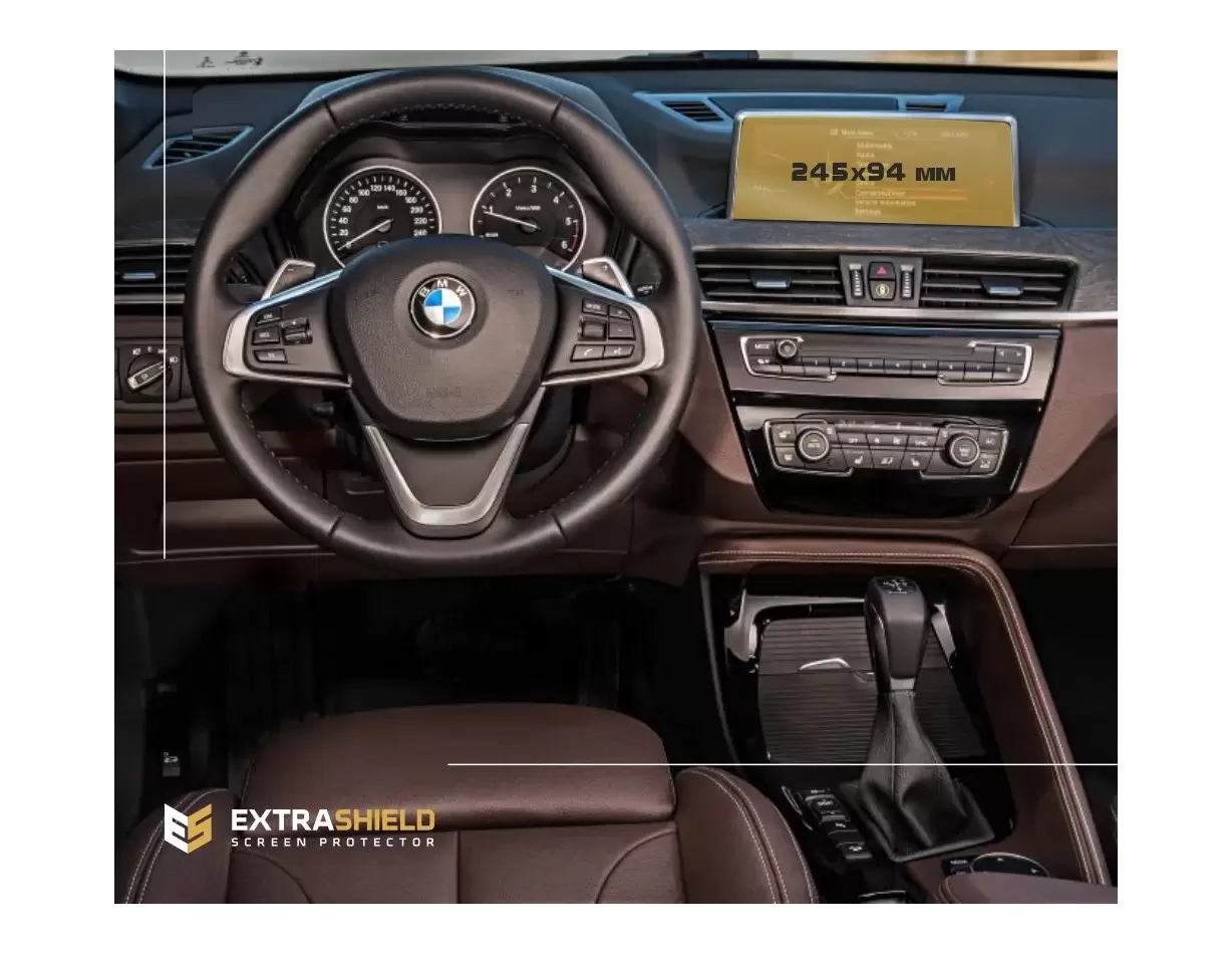 BMW X1 (F48) 2015 - 2019 Multimedia 6,5" DisplayschutzGlass Kratzfest Anti-Fingerprint Transparent - 1- Cockpit Dekor Innenraum