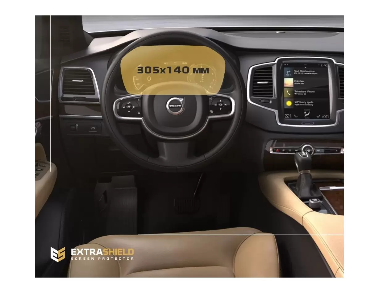 Volvo XC60 2017 - Present Digital Speedometer DisplayschutzGlass Kratzfest Anti-Fingerprint Transparent - 1- Cockpit Dekor Innen