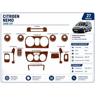 Citroen Nemo 2008+ 3D Armaturenbrett-Dekor-Set, 27 Teile 2