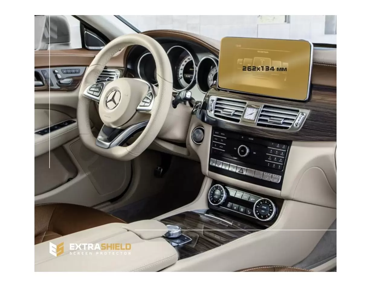 Mercedes-Benz CLS (C218/X218) 2014 - 2017 Multimedia 8" DisplayschutzGlass Kratzfest Anti-Fingerprint Transparent - 1- Cockpit D