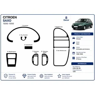 Citroen Saxo 1996-1999 3D Armaturenbrett-Dekor-Set, 8 Teile 2