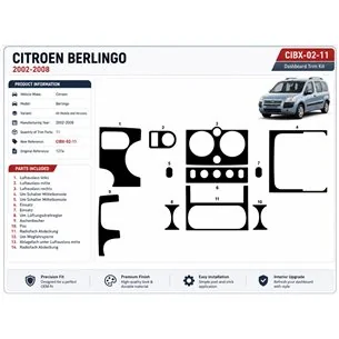 Citroen Berlingo 2002-2008 3D Armaturenbrett-Dekor-Set, 11 Teile 2