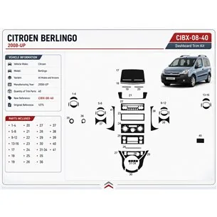 Citroen Berlingo 2008+ 3D Armaturenbrett-Dekor-Set, 40 Teile 2