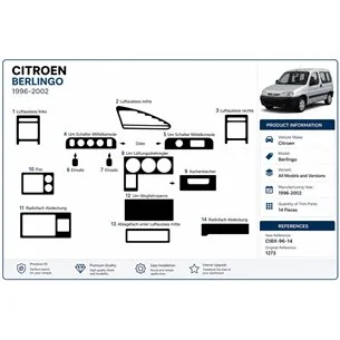 Citroen Berlingo 1996-2002 3D Armaturenbrett-Dekor-Set, 14 Teile 2