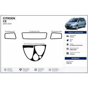 Citroen C8 2002+ 3D Armaturenbrett-Dekor-Set, 4 Teile 2