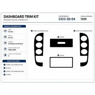 Citroen C2-C3 2002-2004 3D Armaturenbrett-Dekor-Set, 4 Teile 2