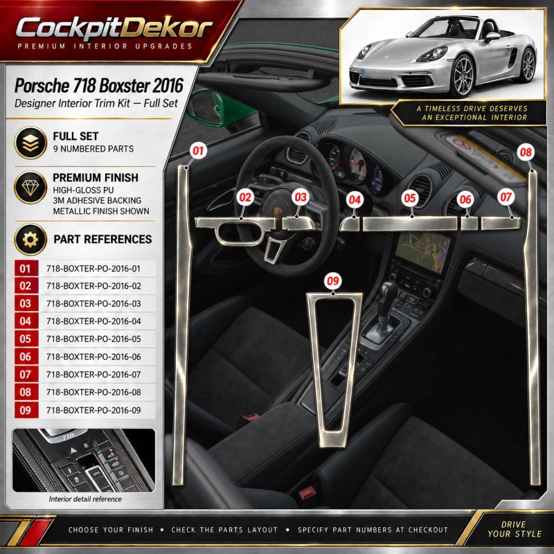 Porsche 718 Boxter 2016 – Designer Trim – Innenraum-Komplettset