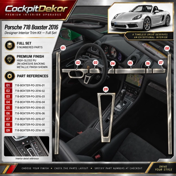 Porsche 718 Boxter 2016 – Designer Trim – Innenraum-Komplettset