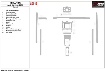 Audi A4 2000-2001 Voll Satz, Manual BD innenausstattung armaturendekor cockpit dekor - 1- Cockpit Dekor Innenraum