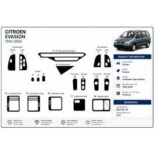 Citroen Evasion 1994-2002 3D Armaturenbrett-Dekor-Set, 18 Teile 2