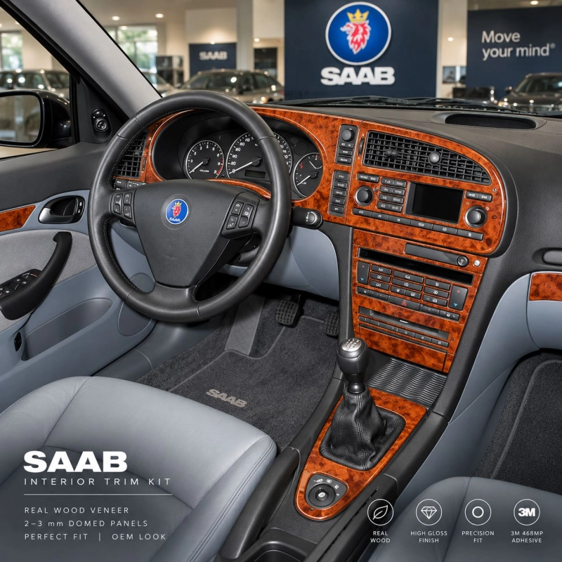 Saab 9-3 2003-2006 3D Cockpit Dekor Interieurleisten Set As shown in product diagram-teilig
