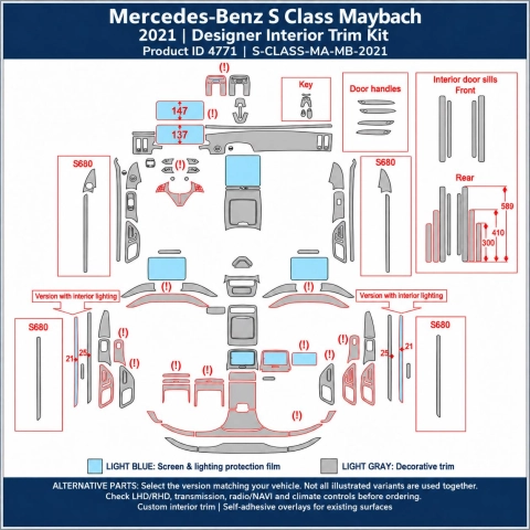 Mercedes-Benz S Class Maybach 2021 – Designer Trim – Innenraum-Komplettset
