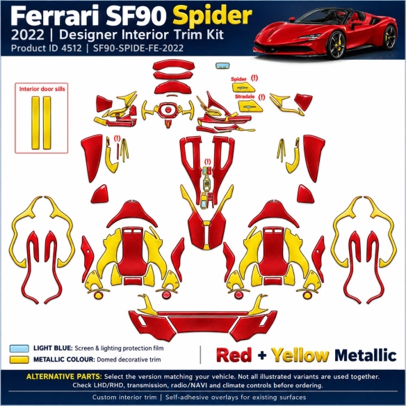 Ferrari Sf90 Spider 2022 – Designer Trim – Innenraum-Komplettset
