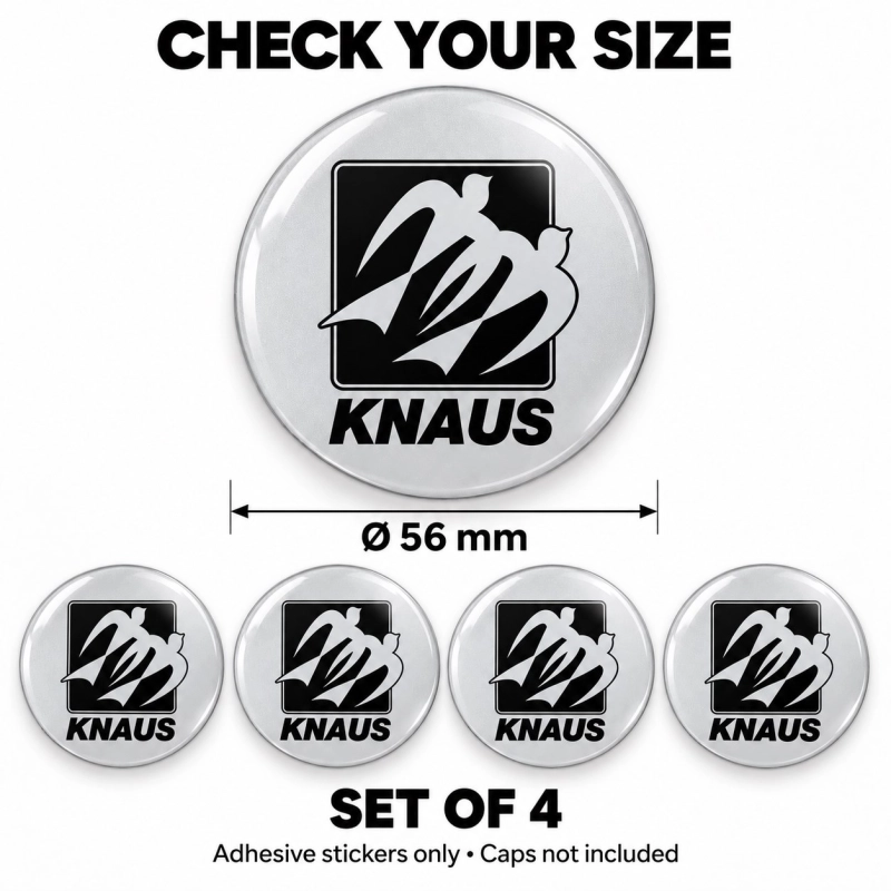 Knaus Doming-Aufkleber für Nabenkappen – 56 mm – 4er-Set