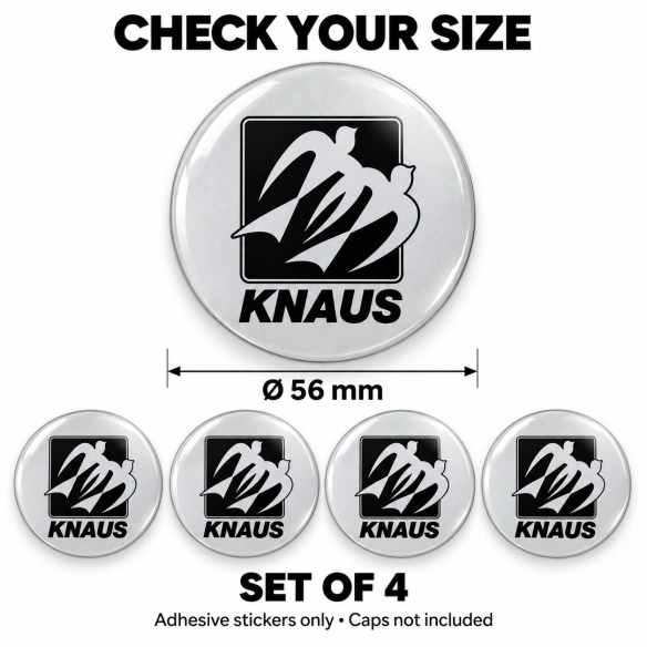 Knaus Doming-Aufkleber für Nabenkappen – 56 mm – 4er-Set