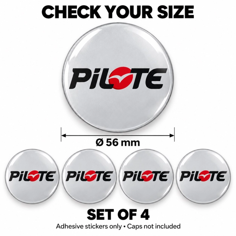 Pilote Doming-Aufkleber für Nabenkappen – 56 mm – 4er-Set